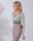 Sueña™ Adaçayı Yeşili Yuvarlak Yaka Uzun Kollu Üst - Hafif Destek