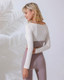 Sueña™ Bej Yuvarlak Yaka Uzun Kollu Üst - Hafif Destek