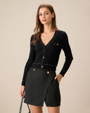 Sueña Siyah Kontrastlı Tek Sıra Düğmeli Hırka