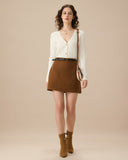 Sueña™ Beyaz Kontrastlı Tek Sıra Düğmeli Hırka