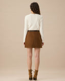 Sueña™ Beyaz Kontrastlı Tek Sıra Düğmeli Hırka