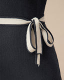 Sueña™ Gri Kontrast Kravatlı Bodycon Kazak Elbise