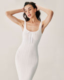 Sueña™ Beyaz Deniz Kızı Örgü Maxi Elbise