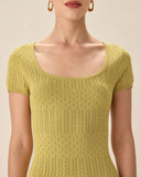 Sueña™ Yeşil Kare Yaka Bodycon Midi Elbise