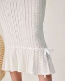 Sueña™ Beyaz Deniz Kızı Örgü Maxi Elbise