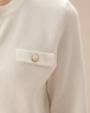 Beyaz Tek Sıralı Örgü Hırka