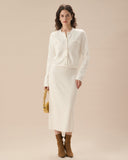 Sueña™ Beyaz Tek Sıra Düğmeli Triko Hırka