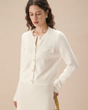 Sueña™ Beyaz Tek Sıra Düğmeli Triko Hırka