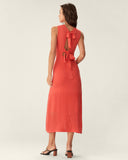 Sueña™ Kırmızı Bodycon Arkadan Bağlamalı Midi Elbise