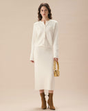 Sueña™ Beyaz Beli Lastikli Düz Etek