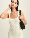 Sueña™ Kayısı Kare Yaka Slip Kazak Elbise