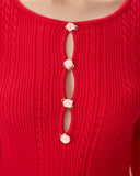 Sueña™ Kırmızı Dekolteli Bodycon Kazak Elbise