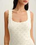 Sueña™ Kayısı Kare Yaka Slip Kazak Elbise