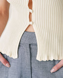 Sueña™ Bej V Yaka Nervürlü Triko Atlet