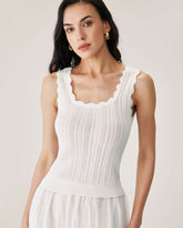 Sueña™ Beyaz İçi Boş İnce Kolsuz Bluz