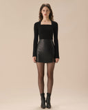 Sueña Siyah Kare Yaka İnce Triko Tişört