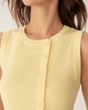 Sueña Sarı Yuvarlak Yaka Düğmeli Triko Yelek