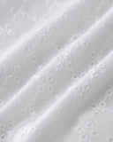 Sueña™ Beyaz Nakış Düğmeli Yuvarlak Yaka Bluz