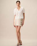 Sueña Kadın Beyaz Yakalı Dantel Nakışlı Pamuk Bluz