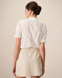 Sueña Kadın Beyaz Yakalı Dantel Nakışlı Pamuk Bluz