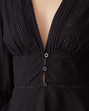 Sueña™ Siyah V Yaka Fırfırlı Bluz