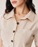 Sueña™ Kayısı Yaka Düğmeli Mini Elbise