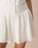 Sueña Kadın Beyaz Kayık Yaka Jakarlı Pamuk Mini Elbise