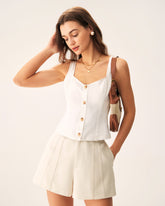 Sueña™ Beyaz Kesik Düğmeli Atlet