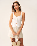 Sueña™ Beyaz Kesik Düğmeli Atlet