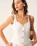 Sueña™ Beyaz Kesik Düğmeli Atlet