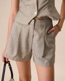 Sueña™ Kadın Gri Yaka Pileli Cep Şort