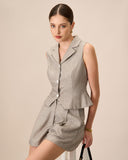 Sueña™ Kadın Gri Yaka Tek Sıra Düğmeli Yelek