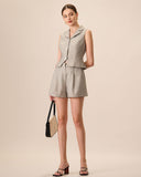 Sueña™ Kadın Gri Yaka Tek Sıra Düğmeli Yelek