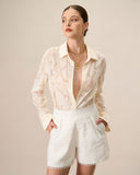 Sueña™ Kadın Kayısı Jakarlı Uzun Kollu Gömlek