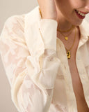 Sueña™ Kadın Kayısı Jakarlı Uzun Kollu Gömlek