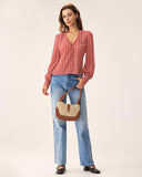 Sueña Kırmızı Çiçekli V Yaka Bluz