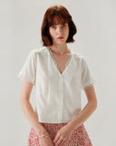 Sueña Beyaz Dantel V Yaka Bluz