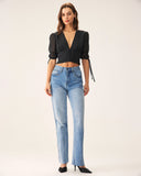 Sueña™ Siyah V Yaka Puantiyeli Bluz