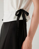 Sueña™ Beyaz Kontrast Kare Yaka Kolsuz Bluz