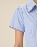 Sueña Mavi Çizgili Düğmeli Midi Elbise