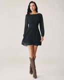 Sueña™ Siyah Puantiyeli Kayık Yaka Mini Elbise
