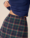 Sueña™ Yeşil Ekoseli Yüksek Bel Mini Etek