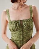 Sueña™ Yeşil Çiçekli Dantelli Slip Mini Elbise