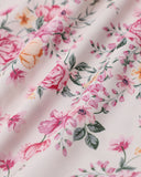 Sueña Pembe Çiçekli Kare Yaka Dantelli Mini Elbise