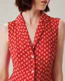 Sueña Kırmızı Çiçek Düğmeli Kolsuz Maxi Elbise