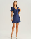 Mavi Puantiyeli Mini Elbise