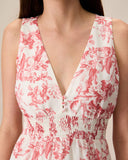 Sueña™ Kadın Kırmızı Çiçekli Dantelli Kolsuz Maxi Elbise