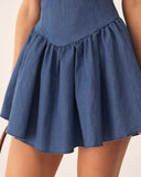 Sueña™ Mavi Pileli Slip Mini Elbise