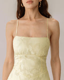 Sueña™ Sarı Jakarlı Korse Slip Uzun Elbise