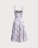 Sueña Beyaz Çiçekli Dantelli Slip Midi Elbise